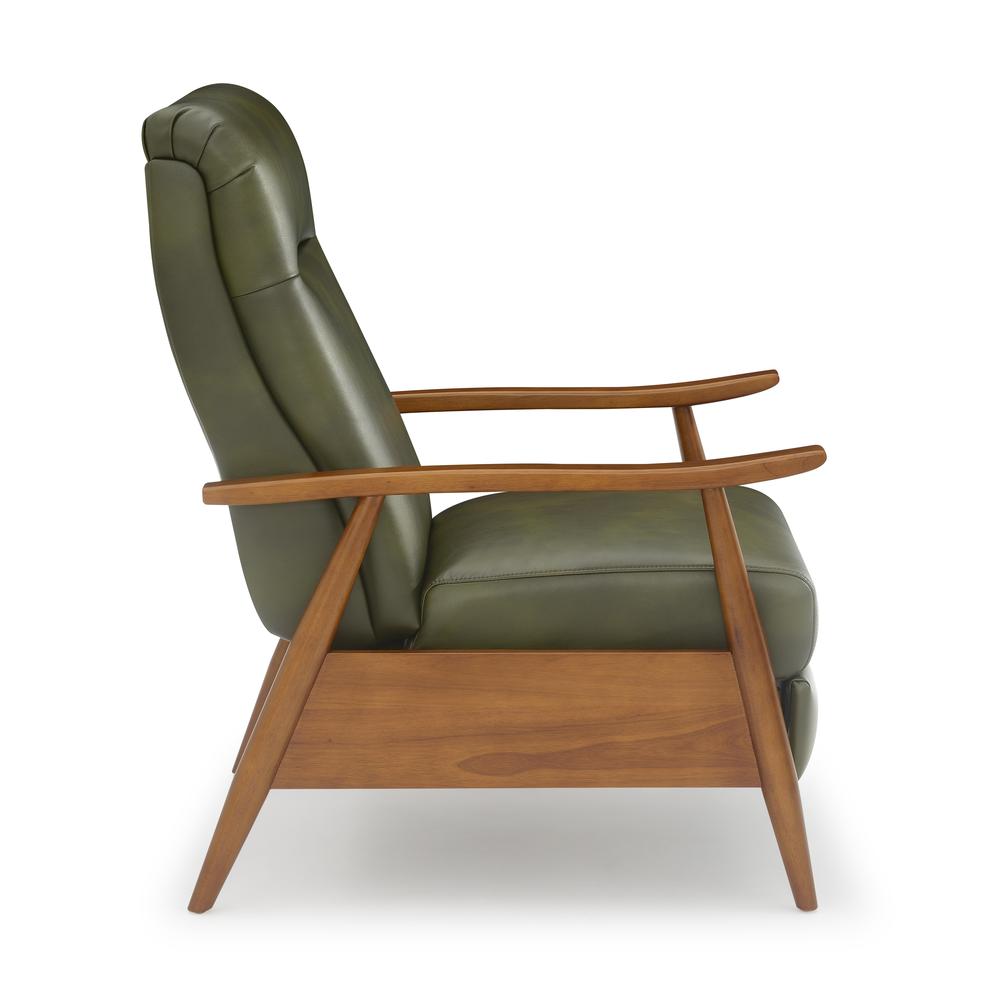 Solaris Wood Arm Push Back Recliner - Fern Green. Picture 12