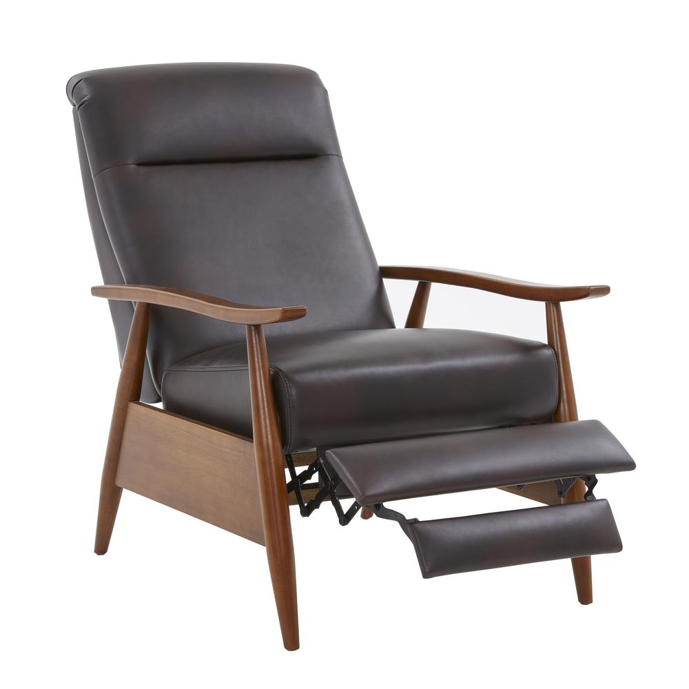 Solaris Wood Arm Push Back Recliner - Burnished Brown. Picture 7