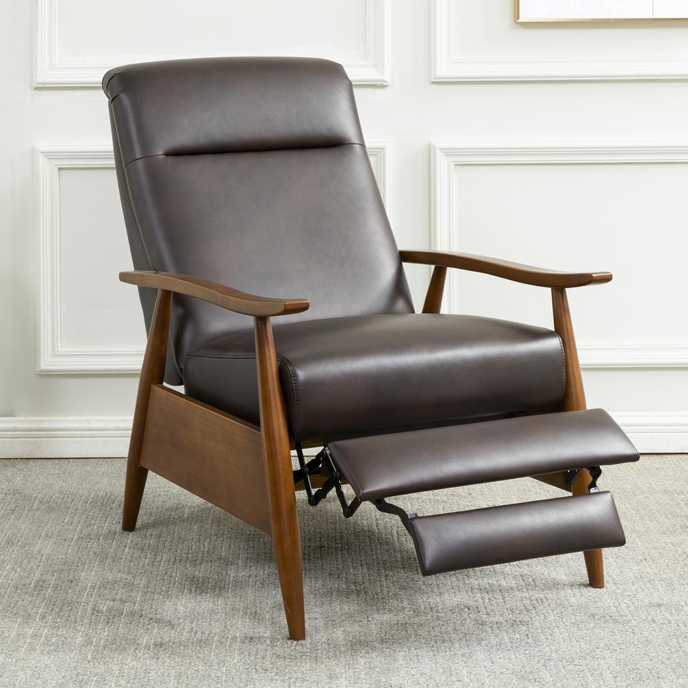 Solaris Wood Arm Push Back Recliner - Burnished Brown. Picture 20