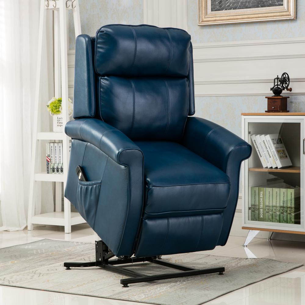 Lehman Navy Blue Traditional Lift Chair. Picture 3