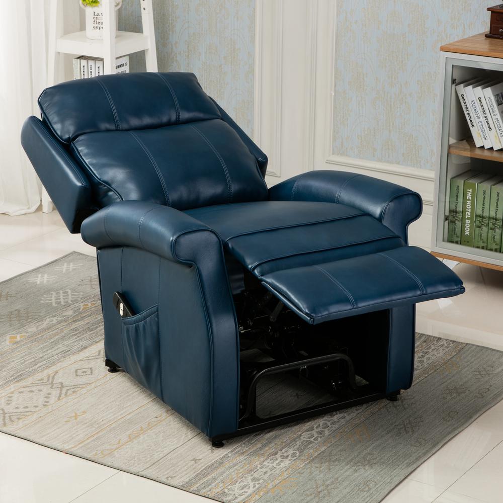 Lehman Navy Blue Traditional Lift Chair. Picture 13