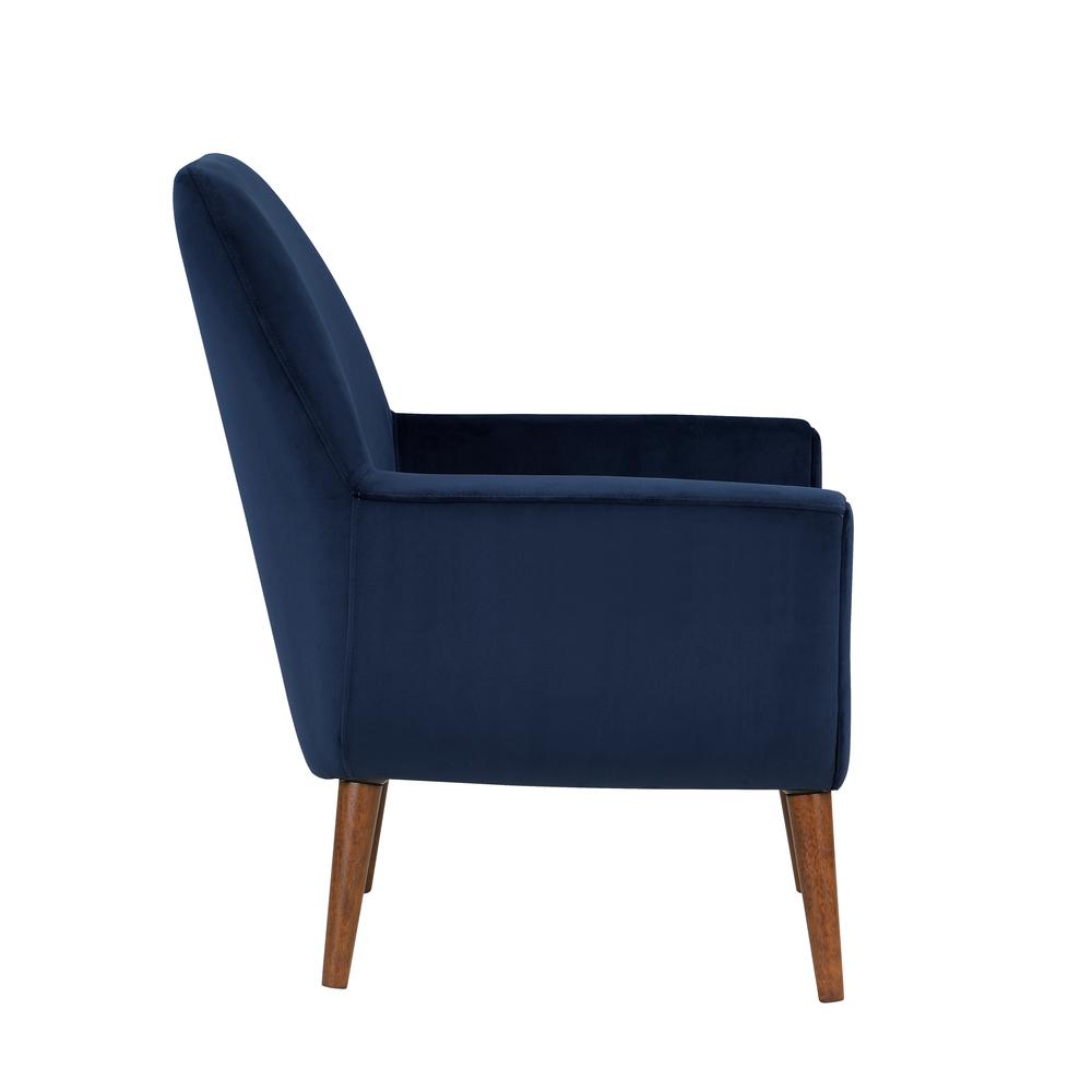 Accera Mid-Century Navy Blue Velvet Arm Chair. Picture 3