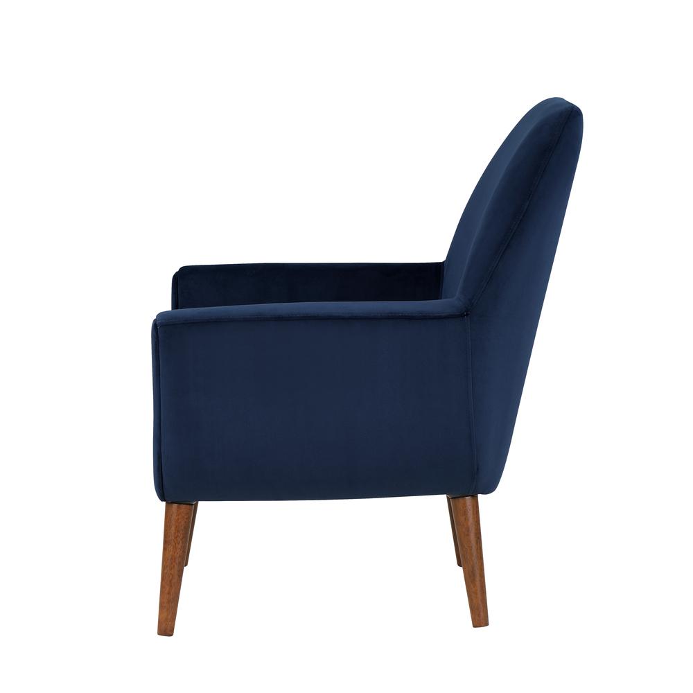 Accera Mid-Century Navy Blue Velvet Arm Chair. Picture 4