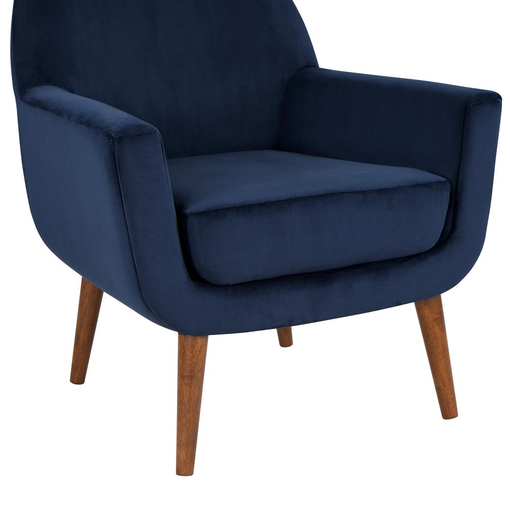 Accera Mid-Century Navy Blue Velvet Arm Chair. Picture 6