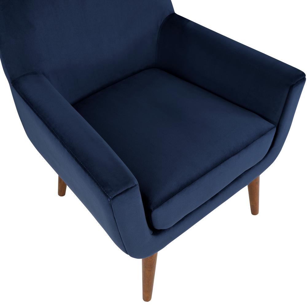 Accera Mid-Century Navy Blue Velvet Arm Chair. Picture 7