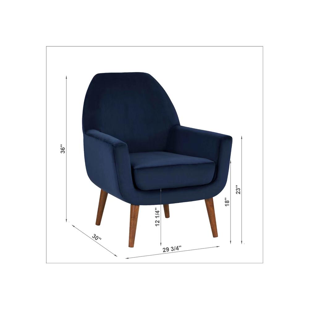 Accera Mid-Century Navy Blue Velvet Arm Chair. Picture 9