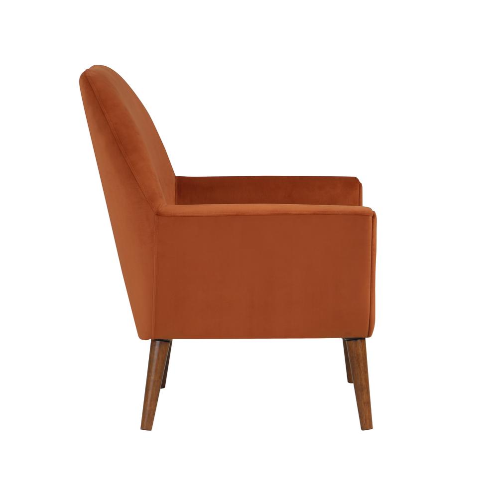 Accera Mid-Century Burnt Orange Velvet Arm Chair. Picture 3