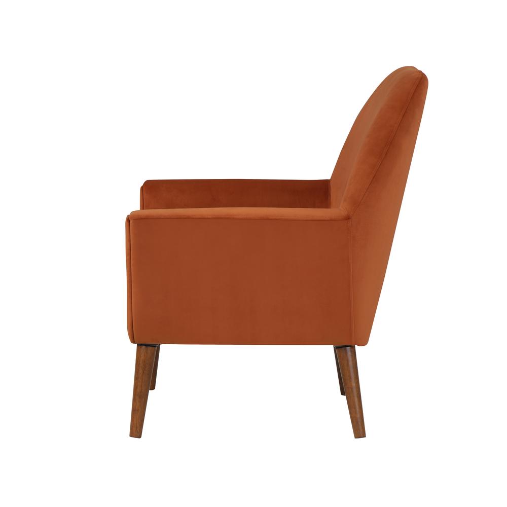 Accera Mid-Century Burnt Orange Velvet Arm Chair. Picture 4