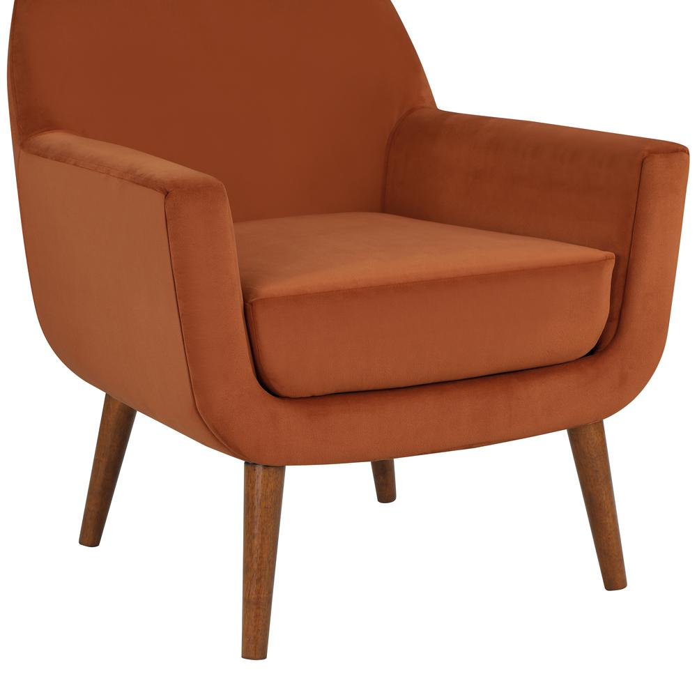 Accera Mid-Century Burnt Orange Velvet Arm Chair. Picture 7