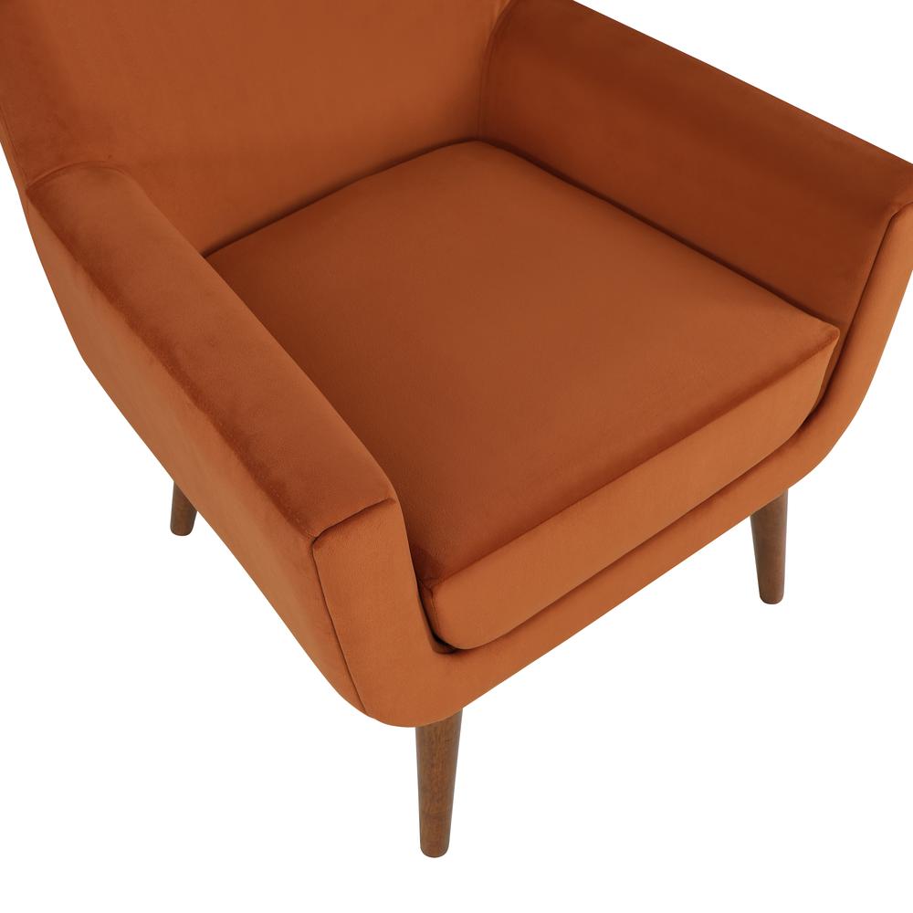 Accera Mid-Century Burnt Orange Velvet Arm Chair. Picture 8