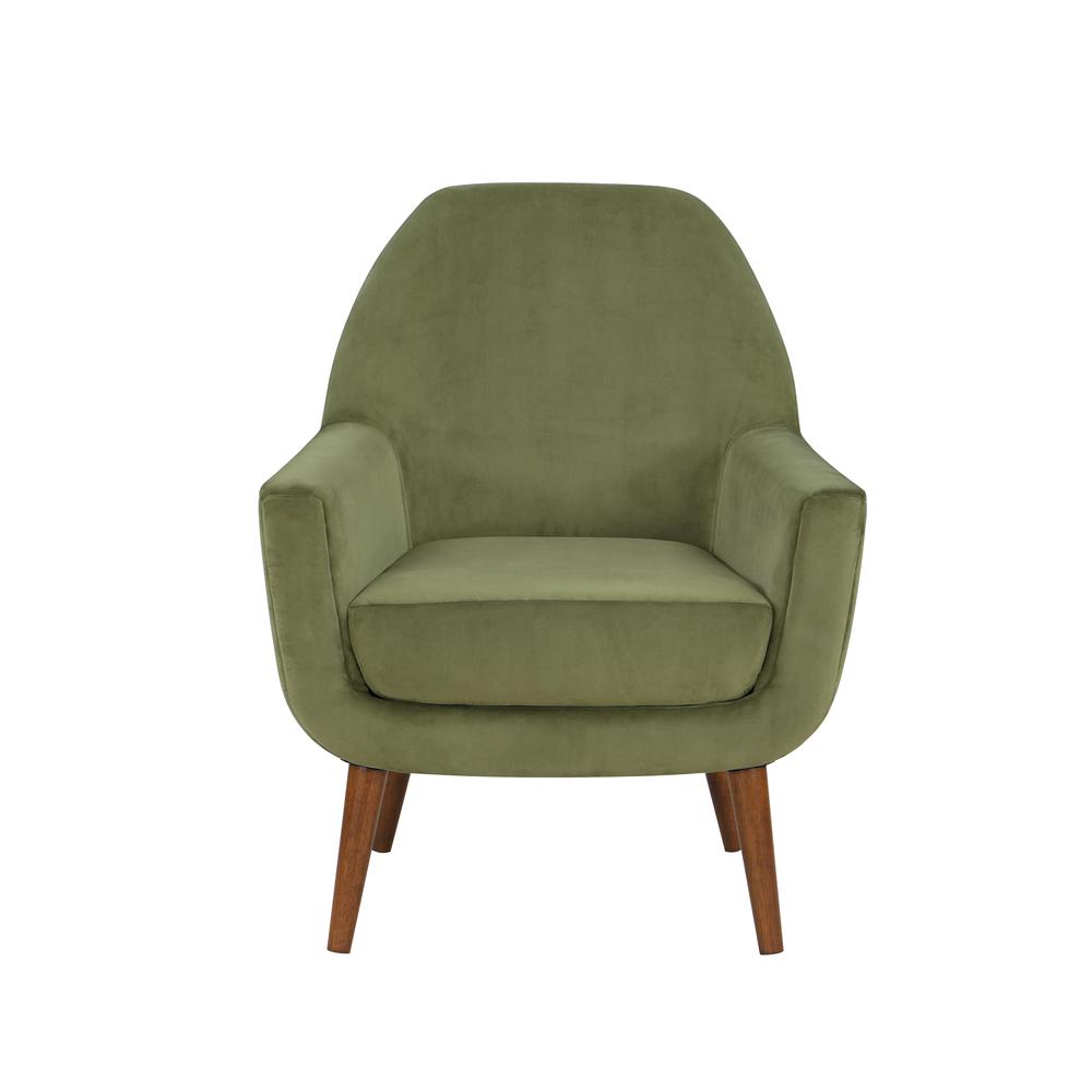 Accera Mid-Century Green Velvet Arm Chair. Picture 1