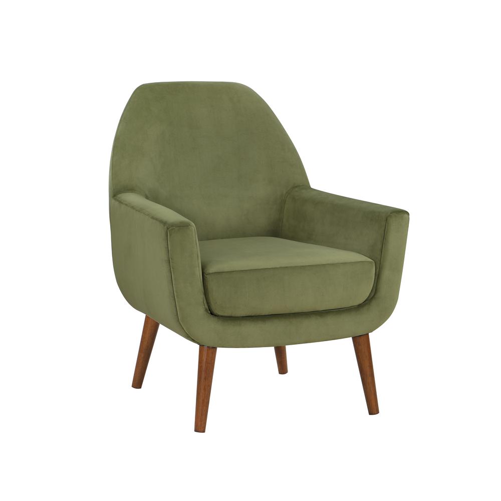 Accera Mid-Century Green Velvet Arm Chair. Picture 2