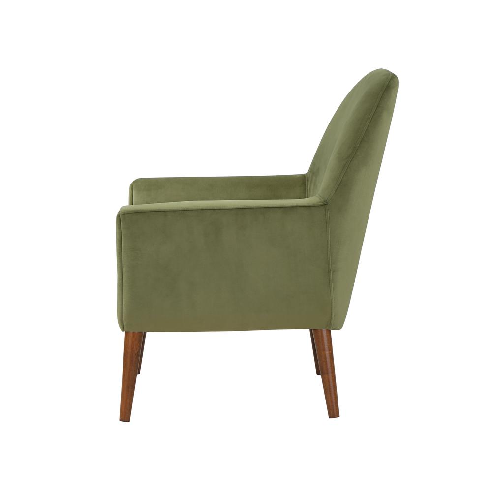 Accera Mid-Century Green Velvet Arm Chair. Picture 4
