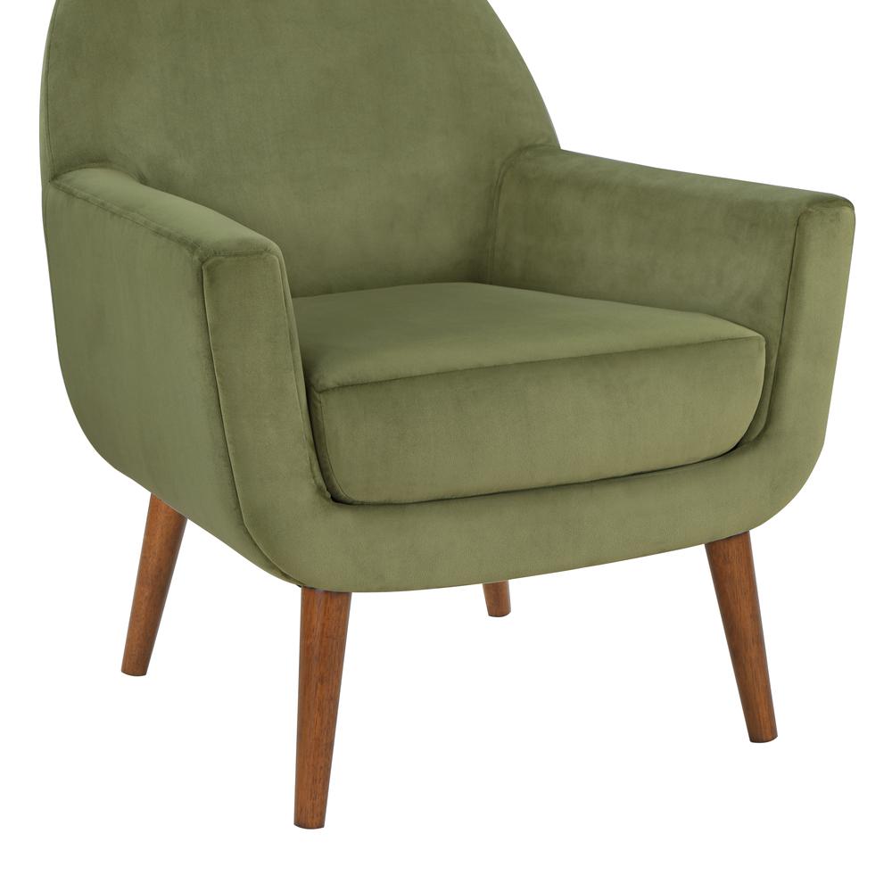 Accera Mid-Century Green Velvet Arm Chair. Picture 6