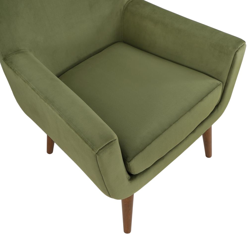 Accera Mid-Century Green Velvet Arm Chair. Picture 7