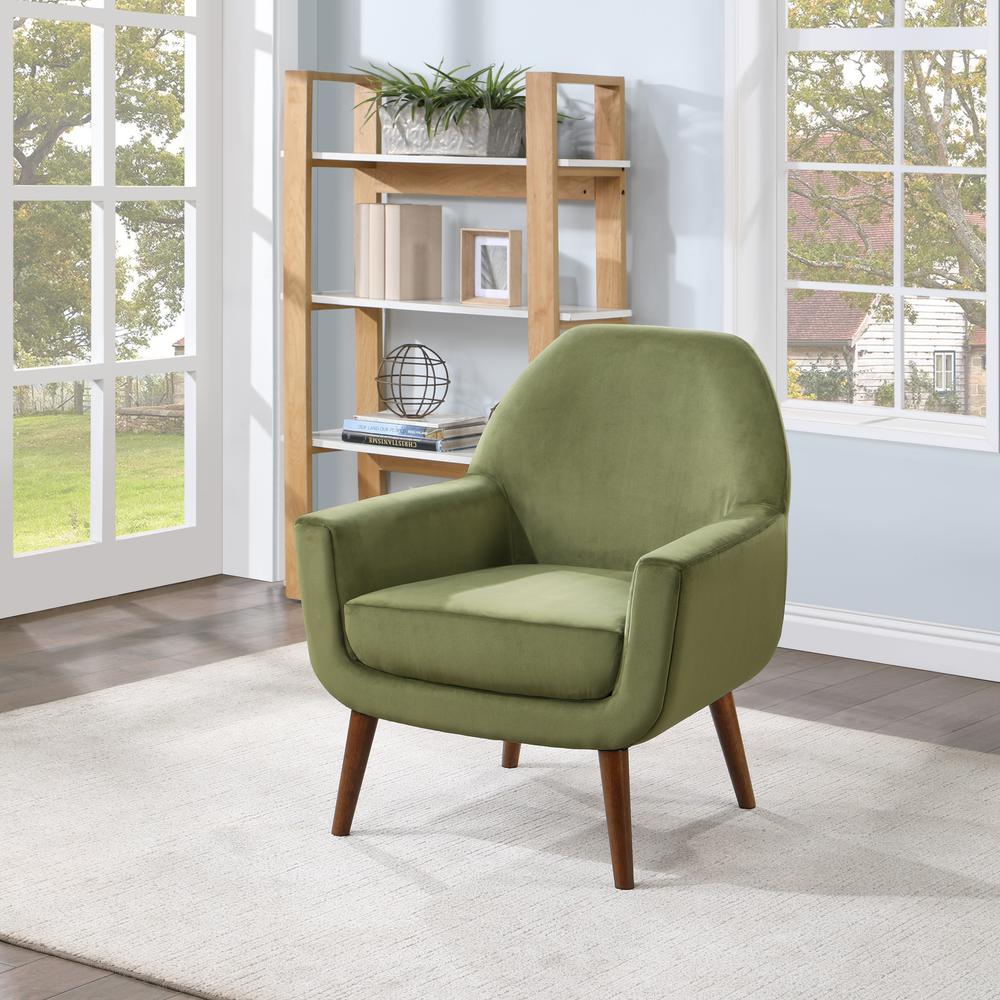 Accera Mid-Century Green Velvet Arm Chair. Picture 8