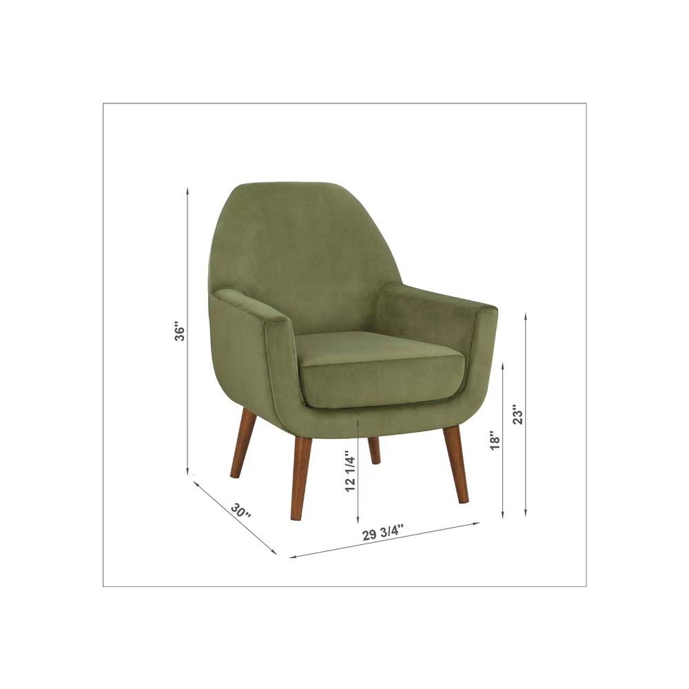 Accera Mid-Century Green Velvet Arm Chair. Picture 9