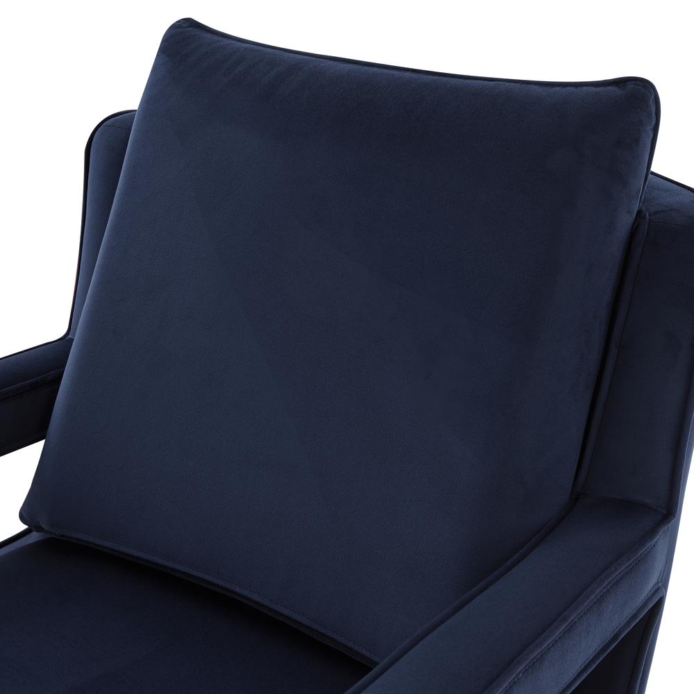 Questa Navy Blue Velvet Accent Arm Chair. Picture 5