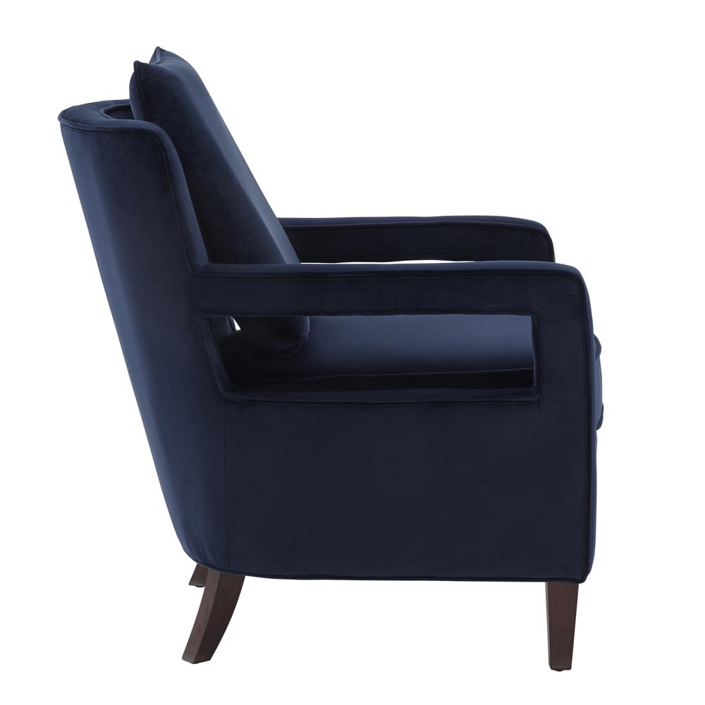Questa Navy Blue Velvet Accent Arm Chair. Picture 7