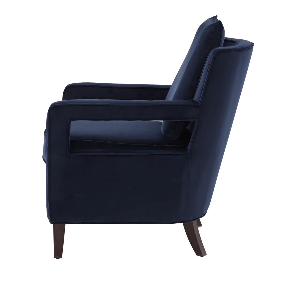 Questa Navy Blue Velvet Accent Arm Chair. Picture 8