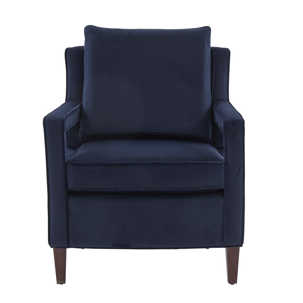 Questa Navy Blue Velvet Accent Arm Chair. Picture 9