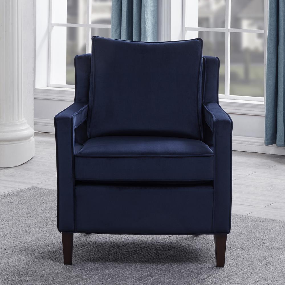 Questa Navy Blue Velvet Accent Arm Chair. Picture 11