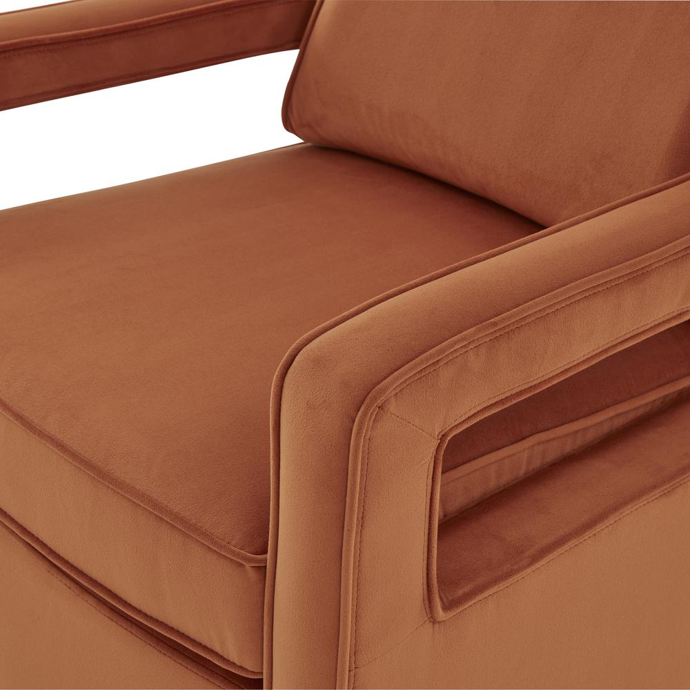 Questa Burnt Orange Velvet Accent Arm Chair. Picture 4