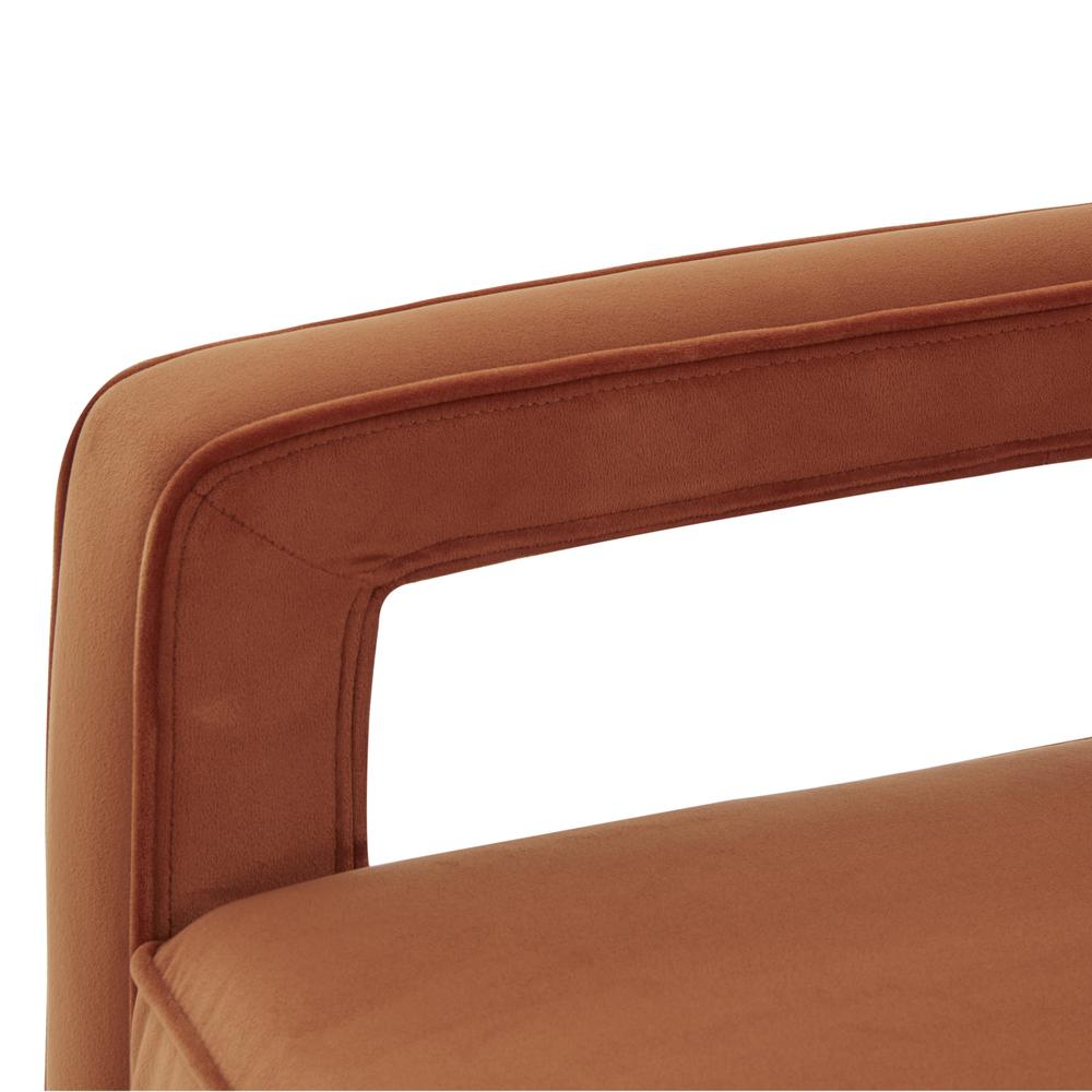 Questa Burnt Orange Velvet Accent Arm Chair. Picture 5