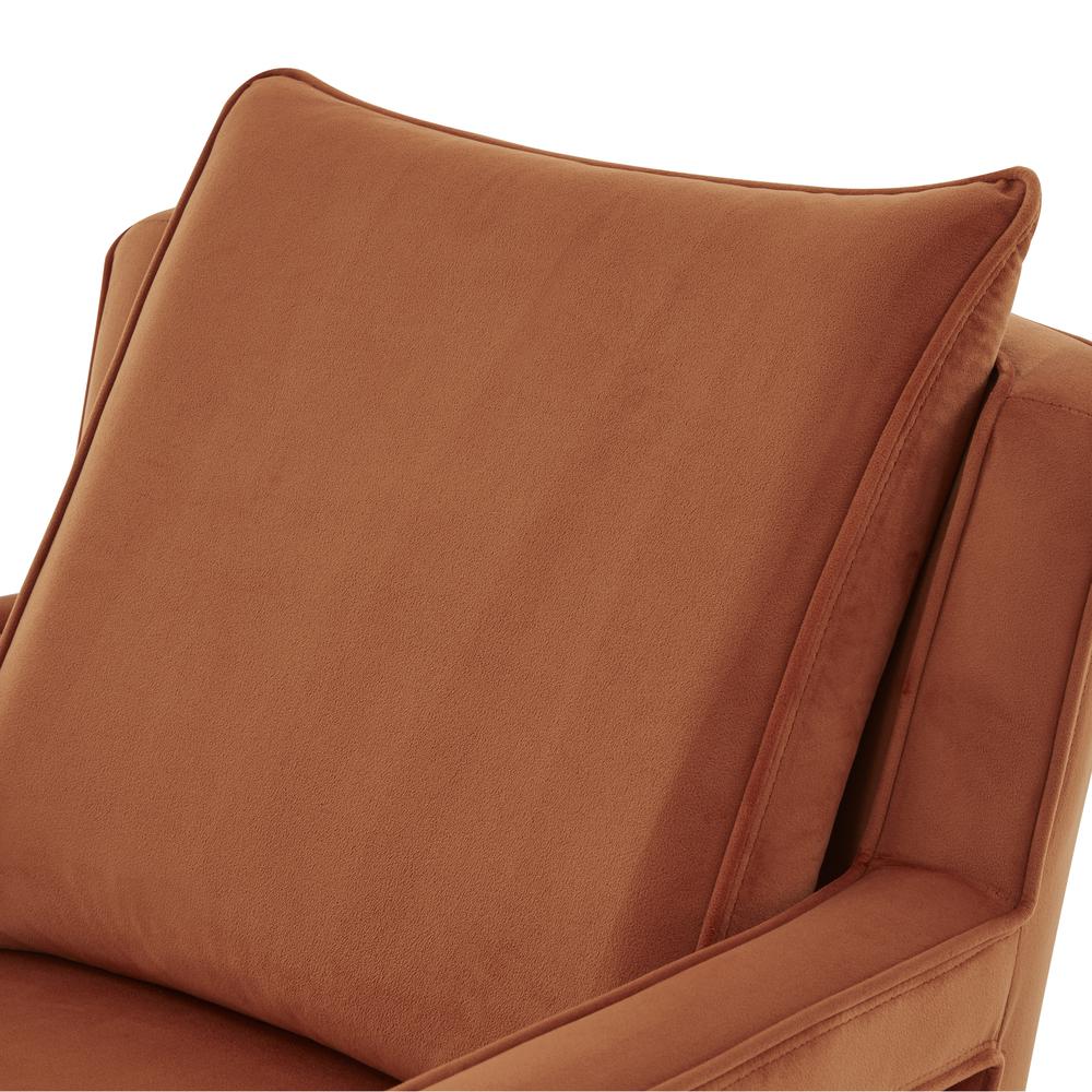 Questa Burnt Orange Velvet Accent Arm Chair. Picture 6