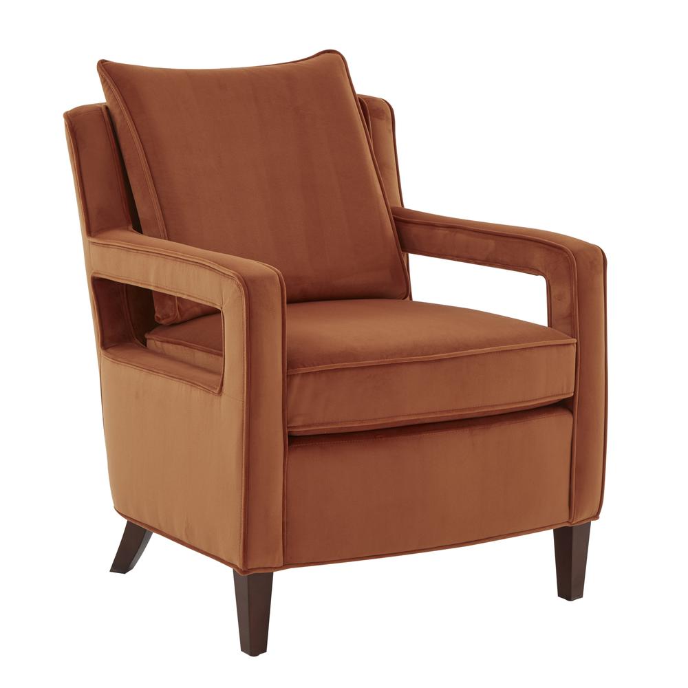 Questa Burnt Orange Velvet Accent Arm Chair. Picture 7