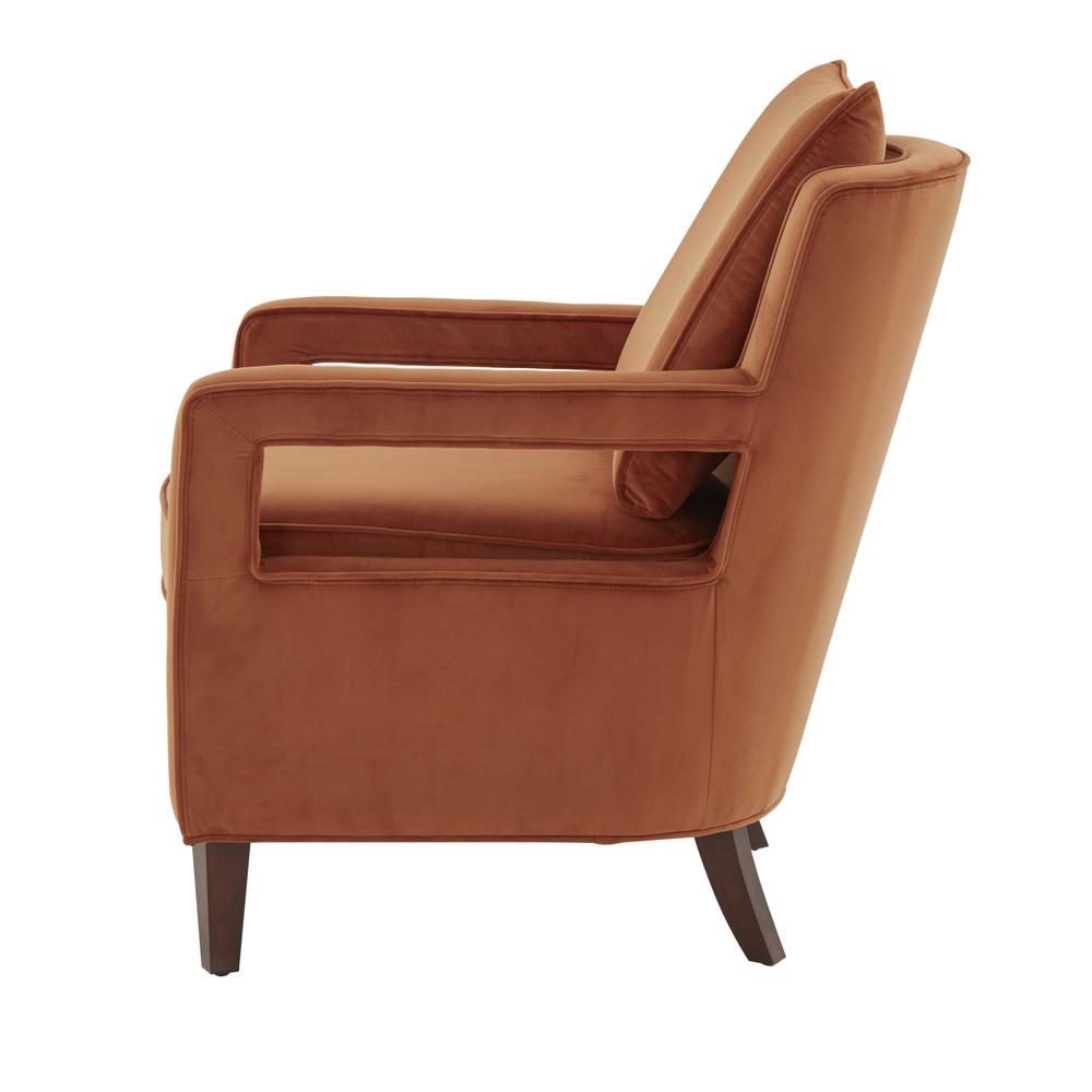 Questa Burnt Orange Velvet Accent Arm Chair. Picture 9