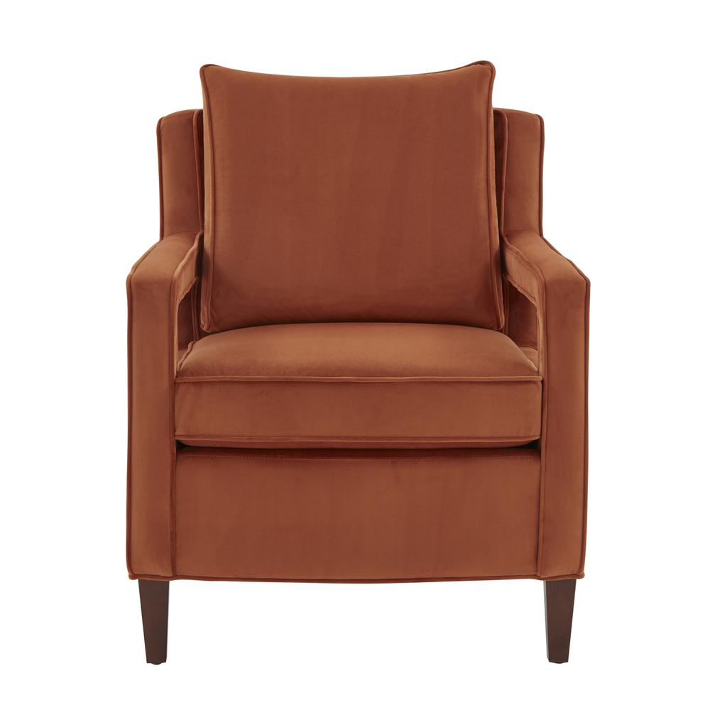 Questa Burnt Orange Velvet Accent Arm Chair. Picture 10