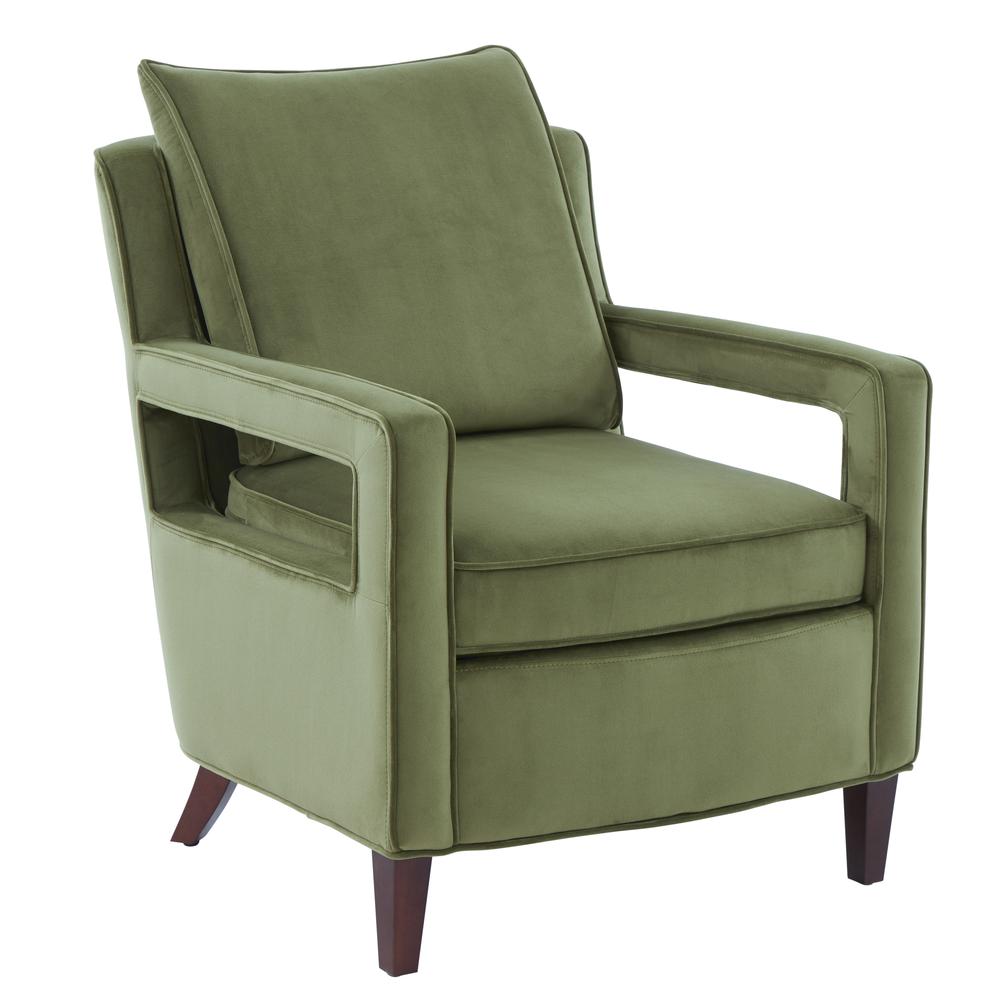 Questa Green Velvet Accent Arm Chair. Picture 3
