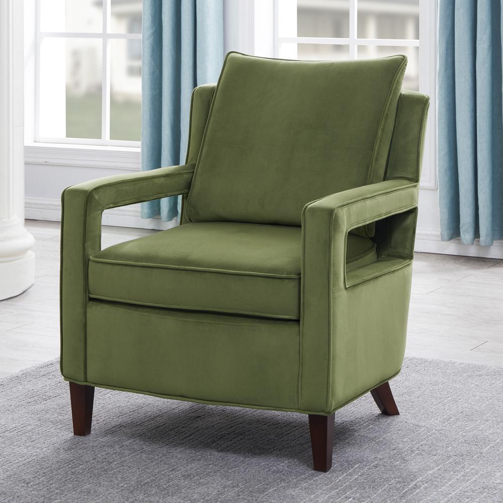 Questa Green Velvet Accent Arm Chair. Picture 7