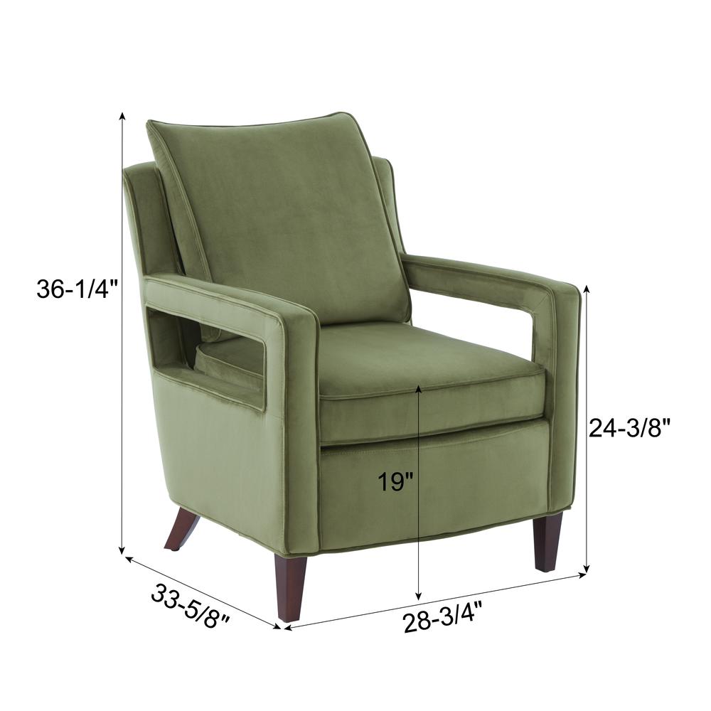 Questa Green Velvet Accent Arm Chair. Picture 2