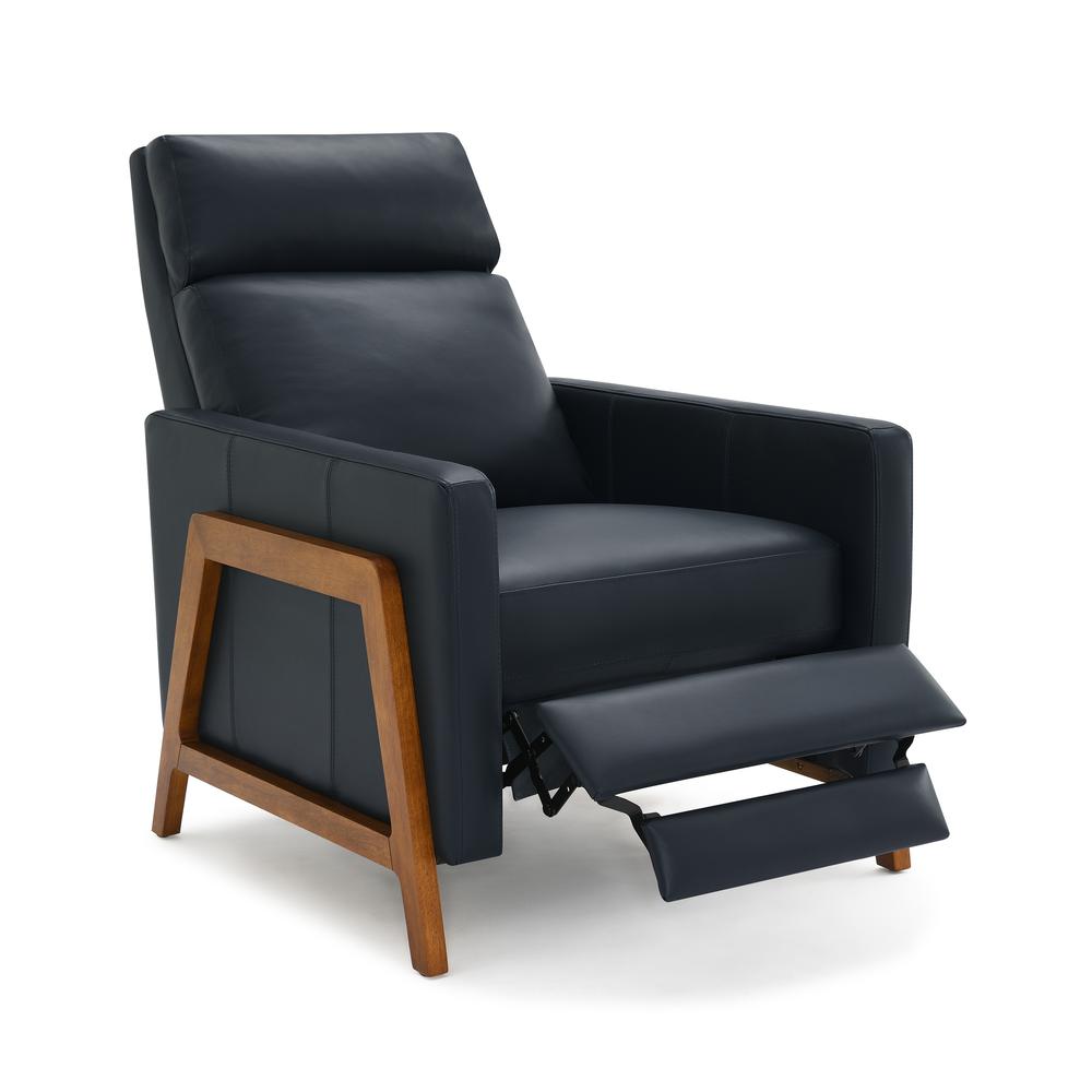 Reed Leather Push Back Recliner - Midnight Blue. Picture 4