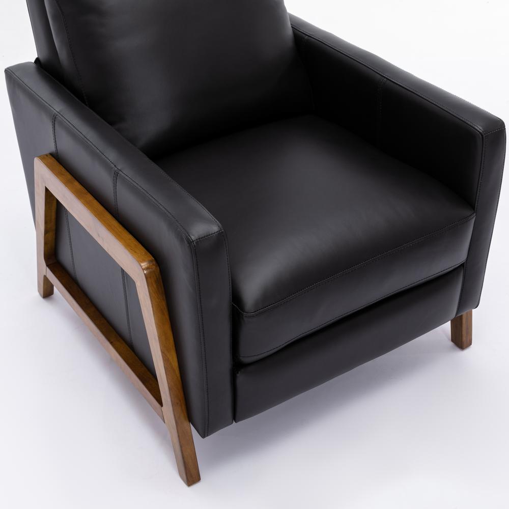 Reed Leather Push Back Recliner - Black. Picture 3