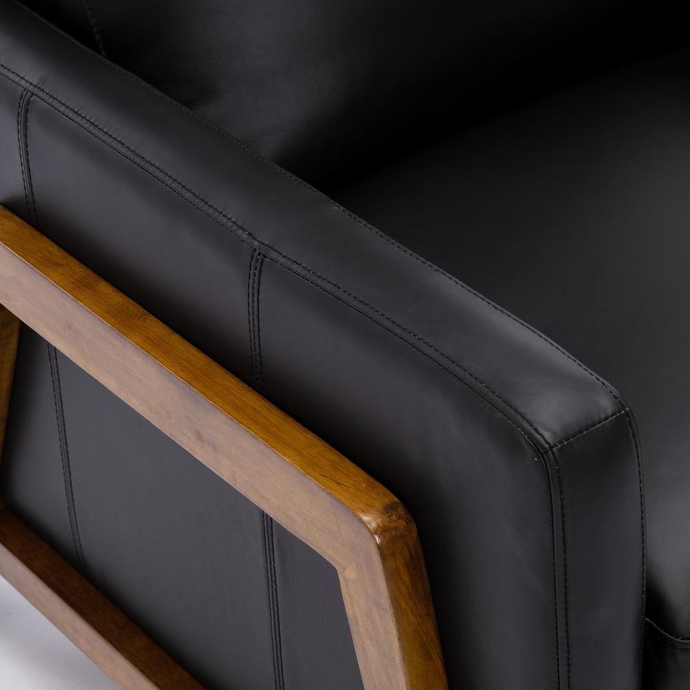 Reed Leather Push Back Recliner - Black. Picture 5