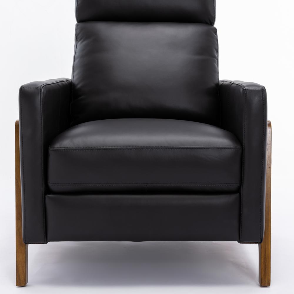 Reed Leather Push Back Recliner - Black. Picture 7