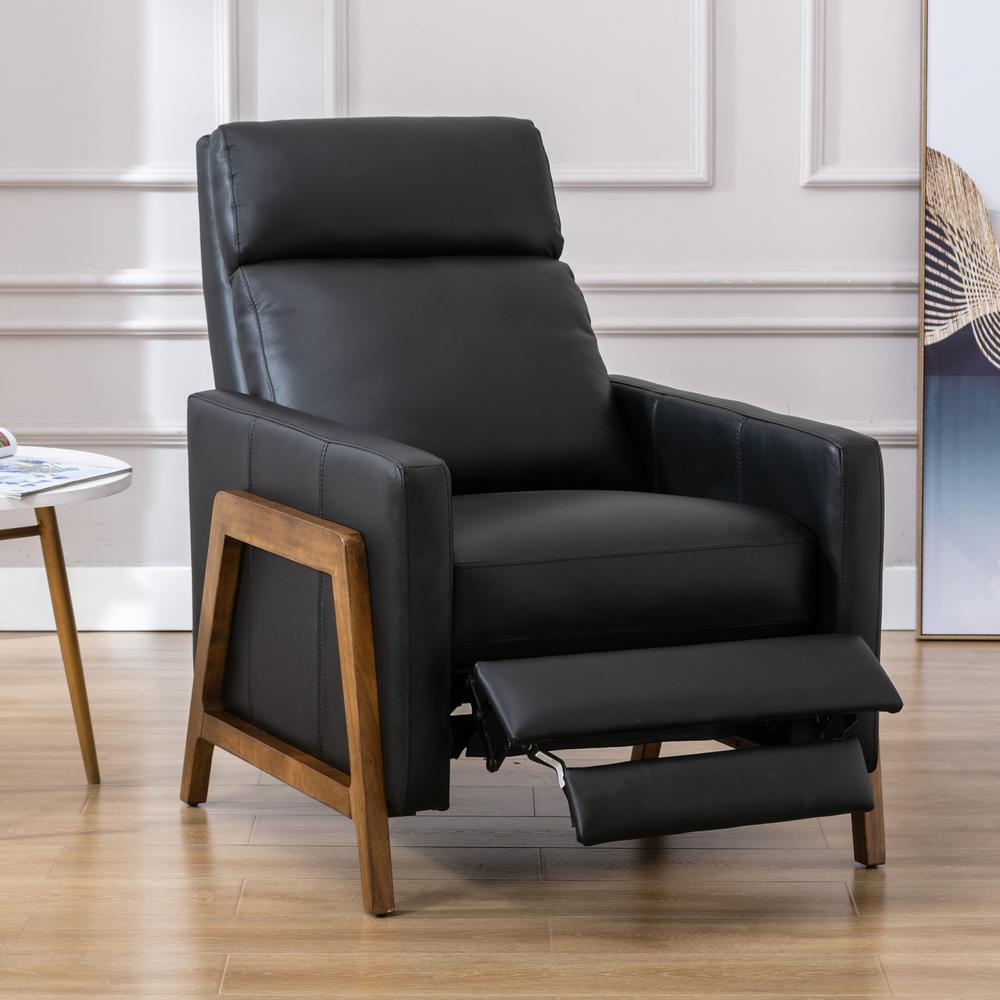 Reed Leather Push Back Recliner - Black. Picture 9