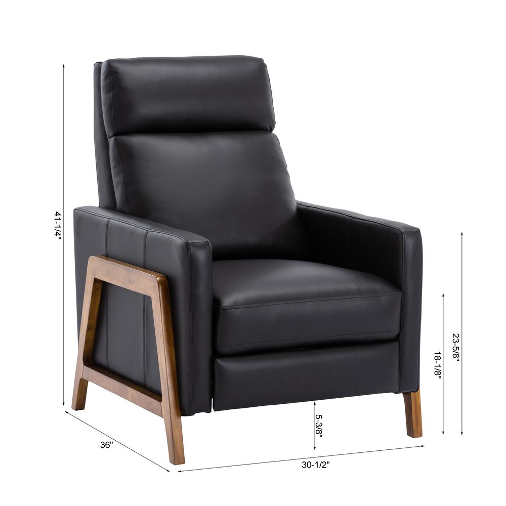 Reed Leather Push Back Recliner - Black. The main picture.
