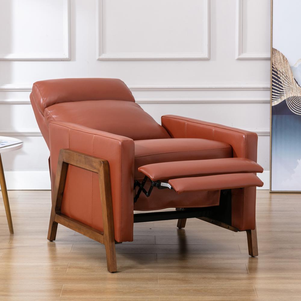 Reed Leather Push Back Recliner - Caramel. Picture 9