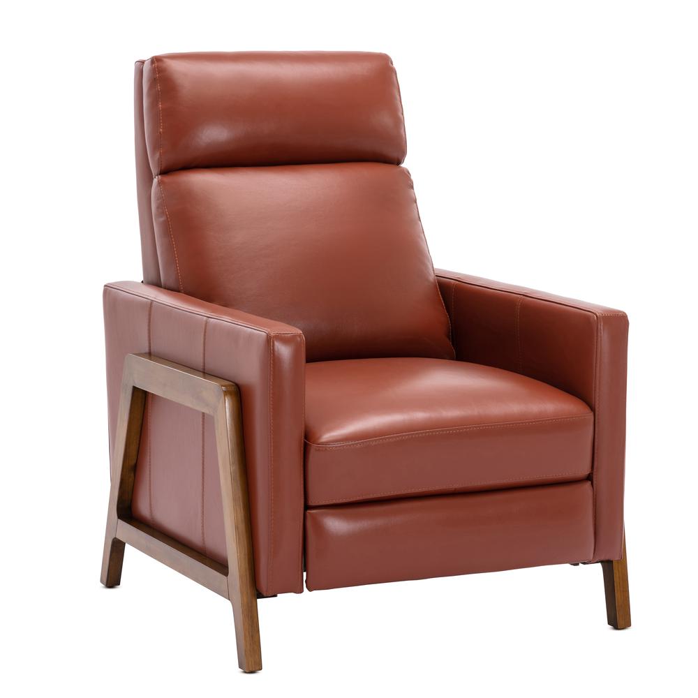 Reed Leather Push Back Recliner - Caramel. Picture 3