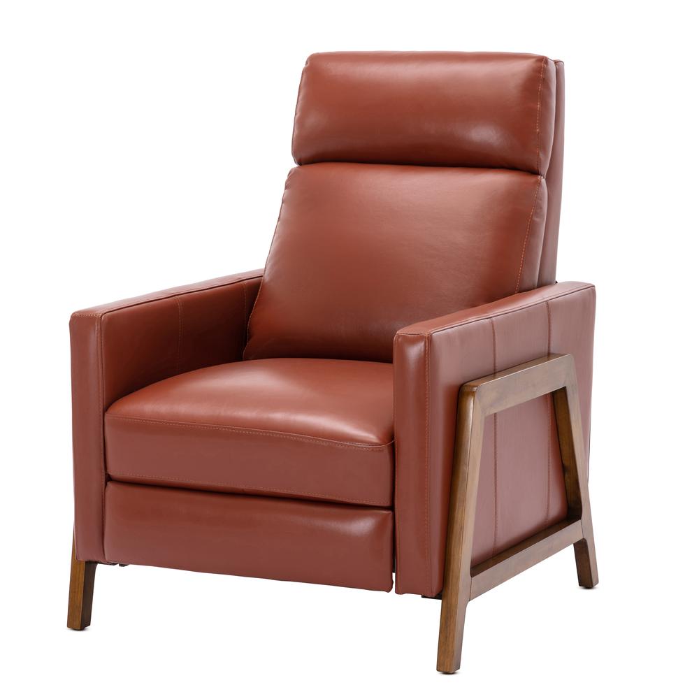 Reed Leather Push Back Recliner - Caramel. Picture 1