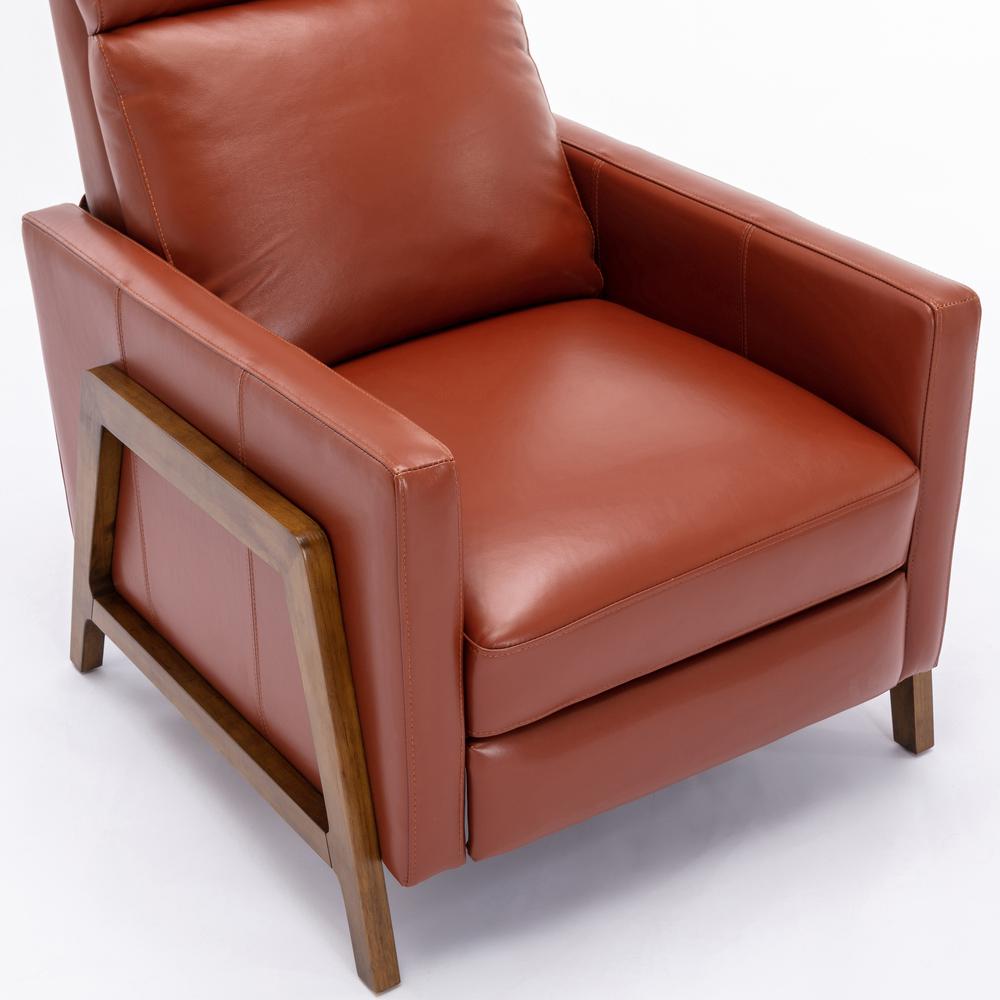 Reed Leather Push Back Recliner - Caramel. Picture 3