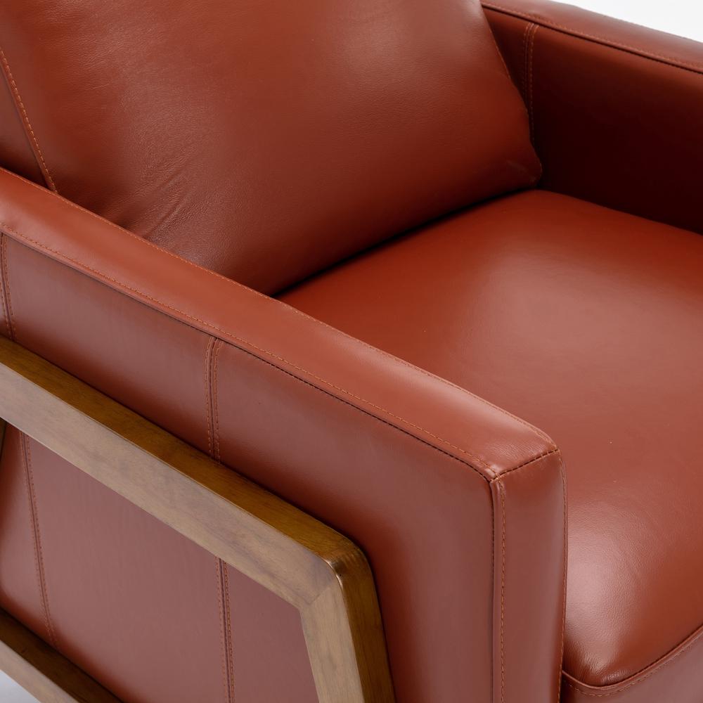 Reed Leather Push Back Recliner - Caramel. Picture 5