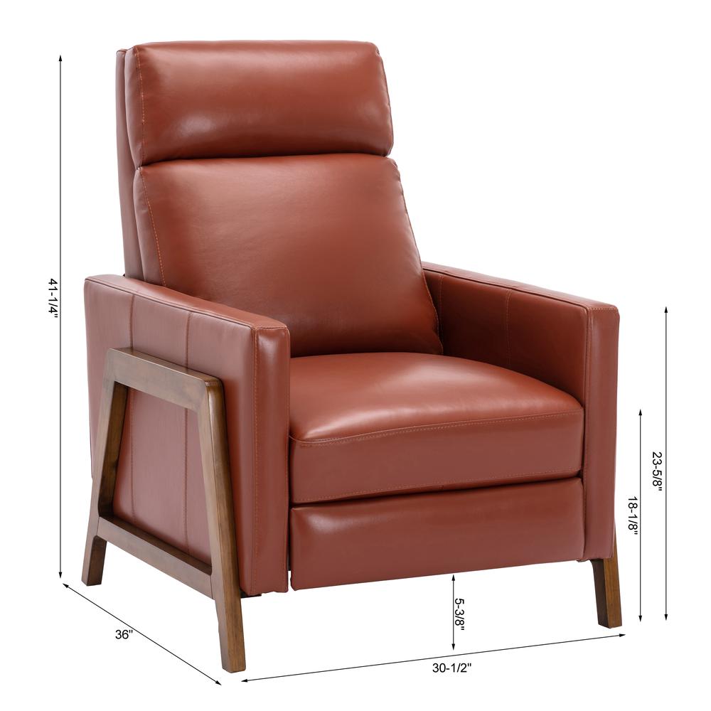 Reed Leather Push Back Recliner - Caramel. Picture 16
