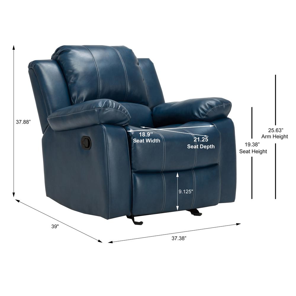 Clifton Navy Blue Leather Gel Glider Rocker Recliner. Picture 2