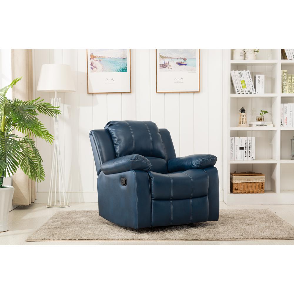 Clifton Navy Blue Leather Gel Glider Rocker Recliner. Picture 3