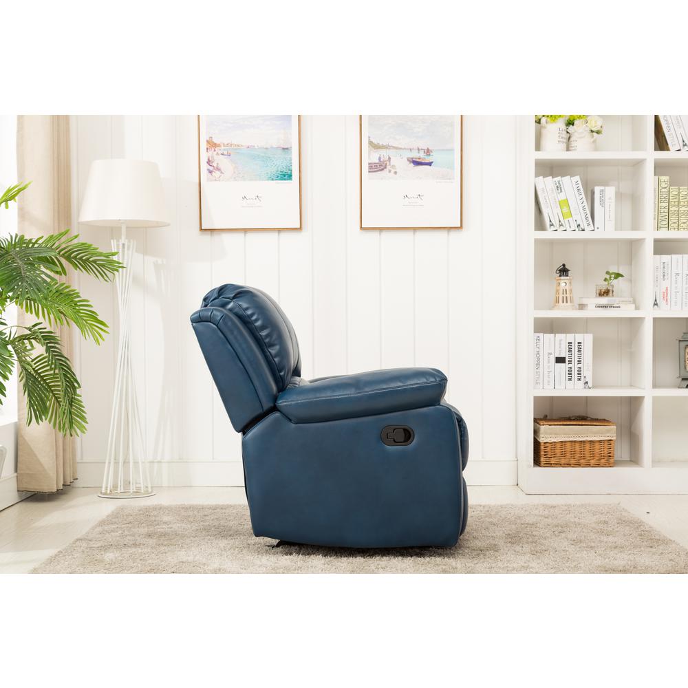 Clifton Navy Blue Leather Gel Glider Rocker Recliner. Picture 4